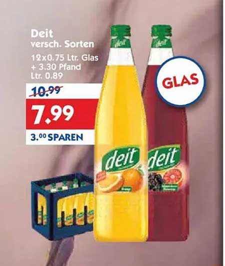 Deit verschiedene Sorten - 12 x 0.75 Ltr. Glas für 7,99 €
