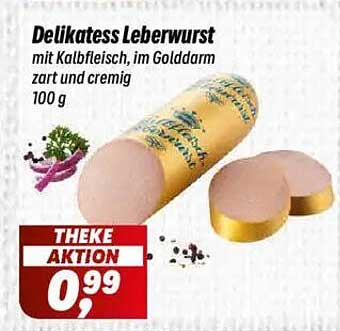 Delikatess Leberwurst mit Kalbfleisch im Golddarm, 100 g