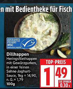 Dillhappen Heringsfilethappen mit Gewürzgurken in Sahne-Joghurtsauce