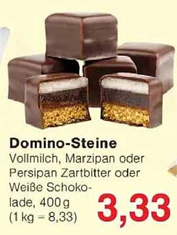 Domino-Steine Vollmilch, Marzipan oder Persipan Zartbitter oder Weiße Schokolade, 400 g