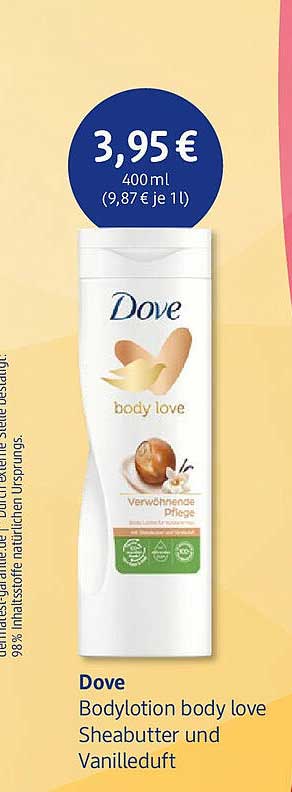 Dove Bodylotion Body Love Sheabutter und Vanilleduft