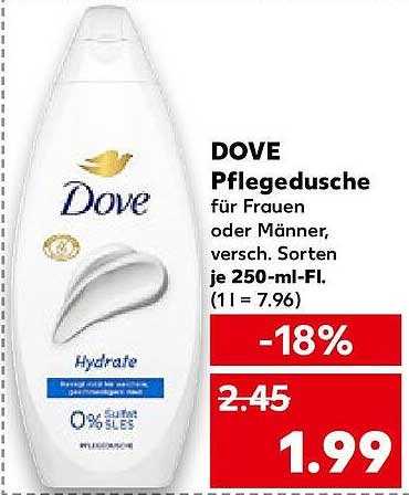 DOVE Pflegedusche für Frauen oder Männer, versch. Sorten je 250-ml-Fl.