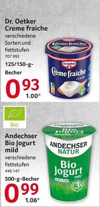 Dr. Oetker Creme fraiche und Andechser Bio Jogurt mild – Vielfalt für jeden Geschmack