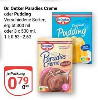 Dr. Oetker Paradies Creme oder Pudding 300 ml