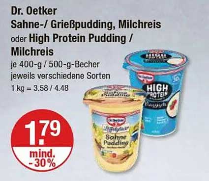 Dr. Oetker Sahne-/Grießpudding, Milchreis oder High Protein Pudding / Milchreis