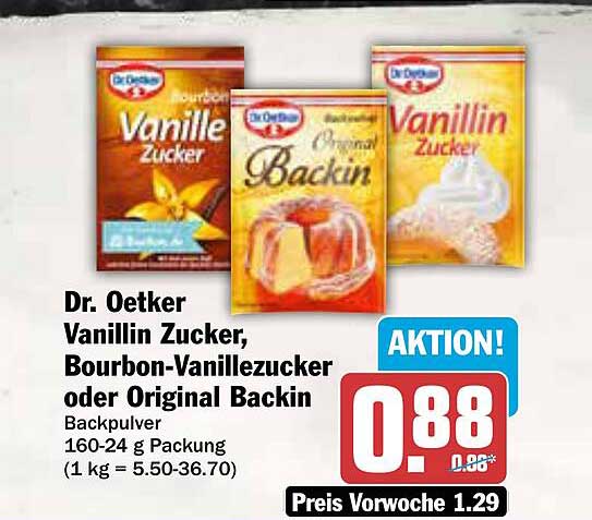 Dr. Oetker Vanillin Zucker, Bourbon-Vanillezucker oder Original Backin