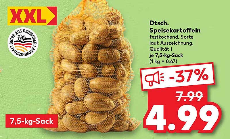 Dt. Speisekartoffeln festkochend, Qualität I, 7,5-kg-Sack
