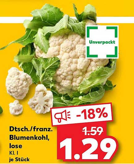 Dtsch./franz. Blumenkohl, lose, Kl. I je Stück