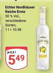 Echter Nordhäuser Reiche Ernte 30 % Vol., verschiedene Sorten