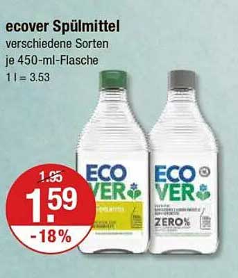 Ecover Spülmittel verschiedene Sorten je 450-ml-Flasche
