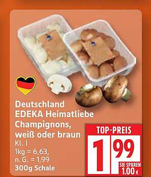 EDEKA Heimatliebe Champignons, weiß oder braun, 300g