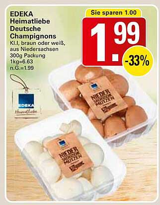 EDEKA Heimatliebe Deutsche Champignons 300g Packung