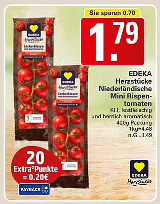 EDEKA Herzstücke Niederländische Mini Rispen-Tomaten
