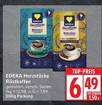 EDEKA Herzstücke Röstkaffee 500g - Genuss für Kaffeeliebhaber