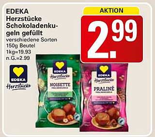 EDEKA Herzstücke Schokoladenku geln gefüllt - verschiedene Sorten