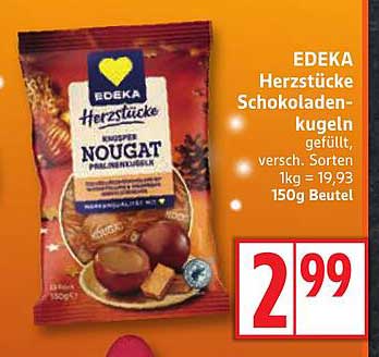 EDEKA Herzstücke Schokoladenkugeln gefüllt, versch. Sorten