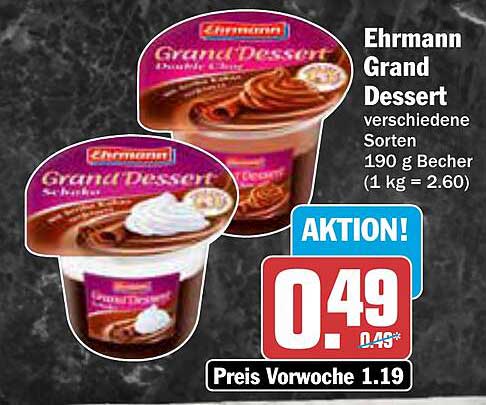 Ehrmann Grand Dessert verschiedene Sorten 190 g Becher