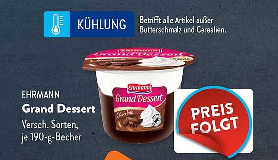 Ehrmann Grand Dessert - Verschiedene Sorten, je 190-g-Becher