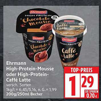 Ehrmann High-Protein-Mousse oder High-Protein-Caffè Latte
