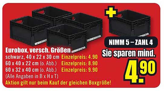 Eurobox, verschieden Größen – Aktionsangebot im B1 Discount Baumarkt
