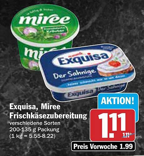 Exquisa, Miree Frischkäsezubereitung verschiedene Sorten