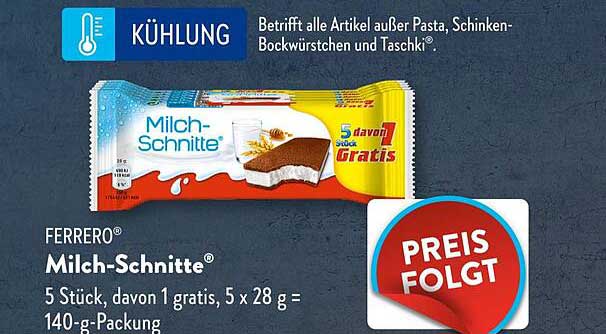 Ferrero® Milch-Schnitte® 140-g-Packung (5 Stück, davon 1 gratis)