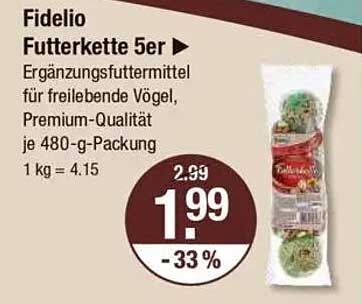 Fidelio Futterkette 5er - Ergänzungsfuttermittel für freilebende Vögel