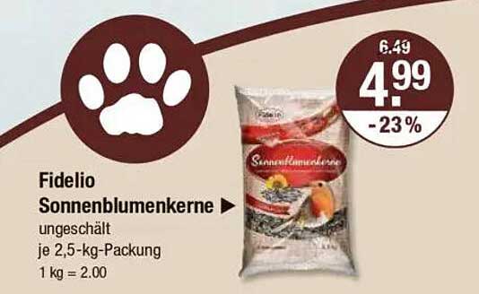 Fidelio Sonnenblumenkerne ungeschält je 2,5-kg-Packung
