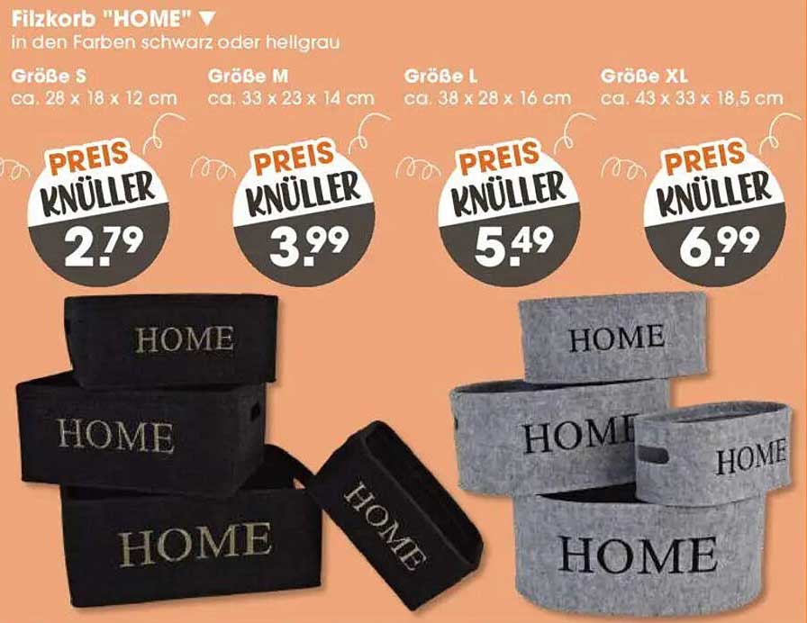 Filzkorb "HOME" in verschiedenen Größen