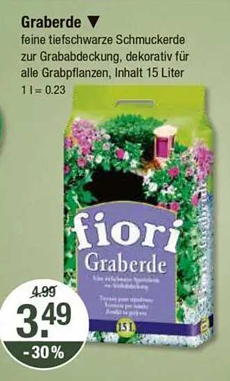 fiori Graberde, feine tiefschwarze Schmuckerde zur Grababdeckung, dekorativ für alle Grabpflanzen, Inhalt 15 Liter