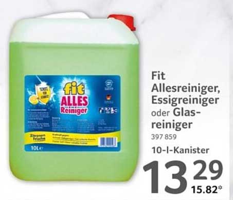 Fit Allesreiniger, Essigreinger oder Glasreiniger 10-l-Kanister