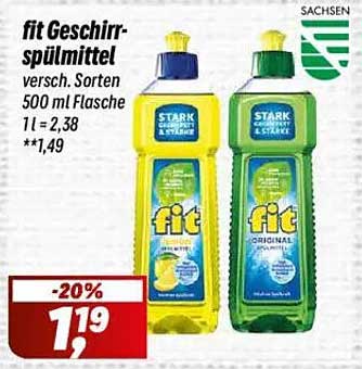 fit Geschirrspülmittel, versch. Sorten 500 ml Flasche