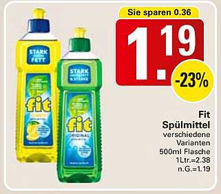 Fit Spülmittel - verschiedene Varianten 500ml Flasche