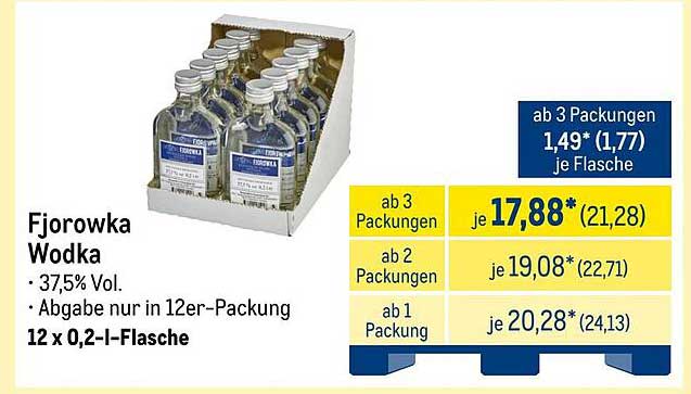 Fjorowka Wodka 12 x 0,2 l-Flasche