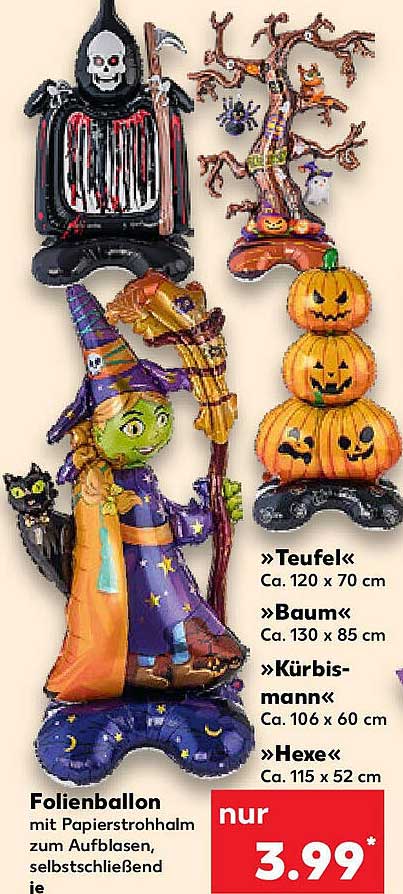 Folienballon: Teufel, Baum, Kürbis, Hexe
