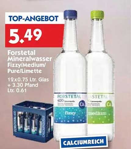 Forstetal Mineralwasser Fizzy/Medium/Pure/Limette 12x0.75L