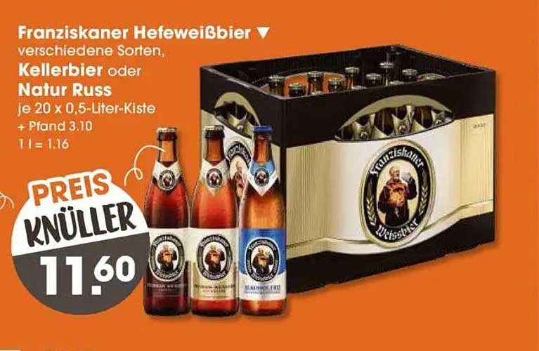 Franziskaner Hefeweißbier - verschiedene Sorten, Kellerbier oder Natur Russ