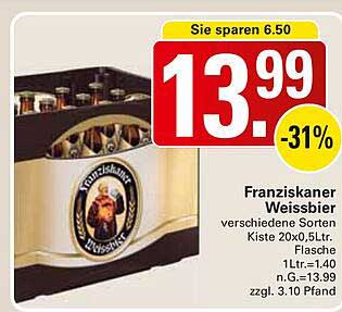 Franziskaner Weissbier verschiedene Sorten Kiste 20x0,5Ltr.