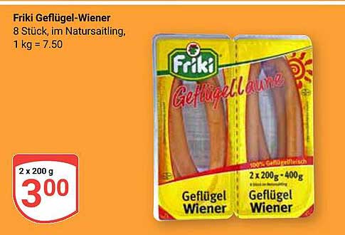 Friki Geflügel-Wiener 8 Stück, im Naturdarm