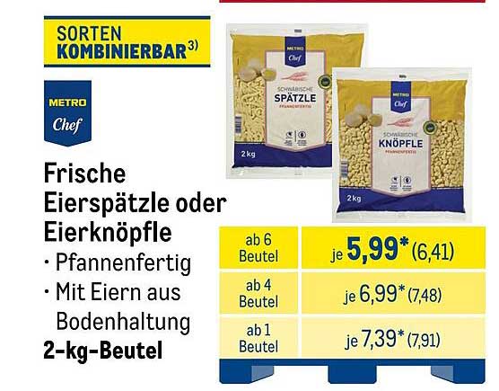 Frische Eierspätzle oder Eierknöpfle - 2-kg-Beutel