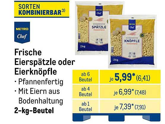 Frische Eierspätzle oder Eierknöpfle – 2-kg-Beutel