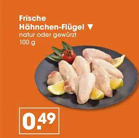 Frische Hähnchen-Flügel natur oder gewürzt – 100 g