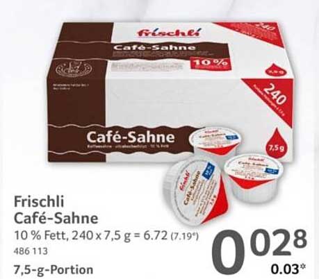 Frischli Café-Sahne 10 % Fett, 240 x 7,5 g