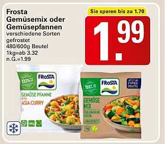 Frosta Gemüsemix oder Gemüsepfannen verschiedene Sorten gefrostet