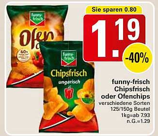 funny-frisch Chipsfrisch oder Ofenchips verschiedene Sorten 125/150g Beutel