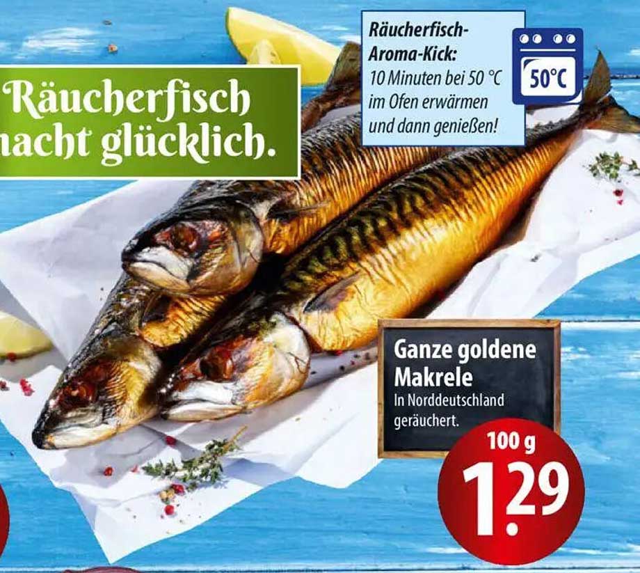 Ganze goldene Makrele in Norddeutschland geräuchert