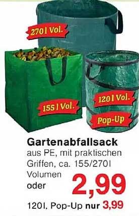 Gartenabfallsack aus PE mit praktischen Griffen