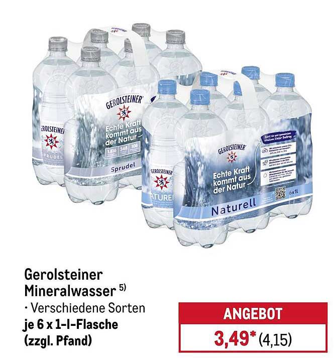 Gerolsteiner Mineralwasser – Verschiedene Sorten je 6 x 1-l-Flasche (zzgl. Pfand)