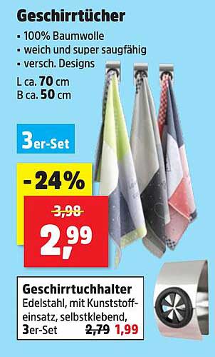 Geschirrtücher 3er-Set - 100% Baumwolle
