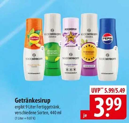 Getränkesirup, verschiedene Sorten, 440 ml